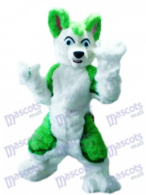 Green Husky Dog Adult Mascot Costume Animal Cartoon 