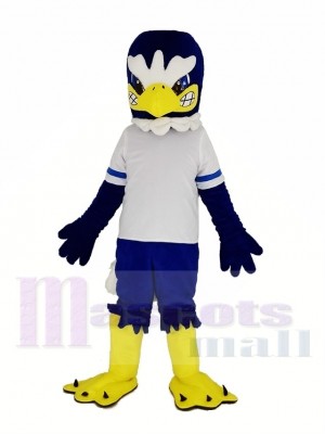 Fierce Blue Eagle in White T-shirt Mascot Costume