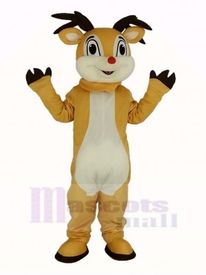 Cute Red Nose Rudolph Reindeer Mascot Costume Animal