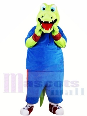 Green Alligator with Blue Suit Mascot Costumes Animal	