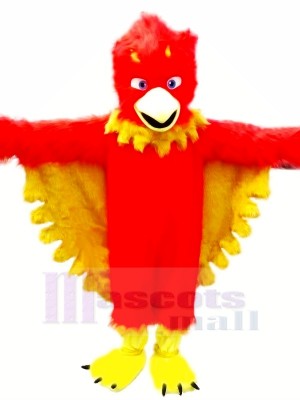 Red Phoenix with Long Fur Mascot Costumes Cartoon