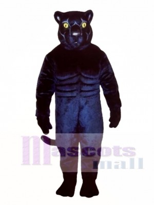 Muscled Black Panther Mascot Costume Animal