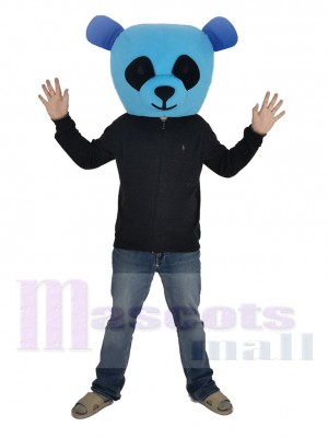 Blue Panda with Black Eyes Mascot Costume Head Only