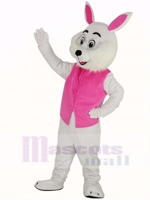 Wendell Rabbit Easter Bunny in Pink Vest Mascot Costume