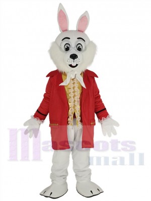 Wendell Rabbit Easter Bunny Mascot Costume Animal in Red Suit