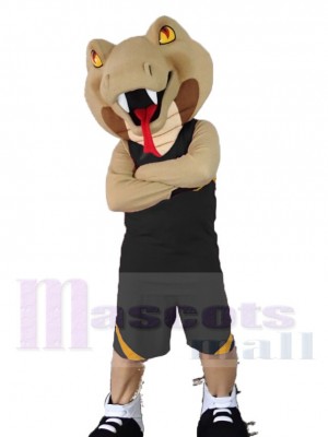 Cobra Snake Mascot Costume Animal in Black Vest