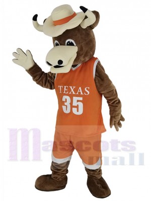 Texas Longhorns Bull Mascot Costume  in Orange Jersey Animal