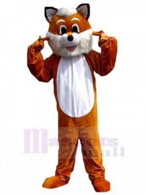 Adult Kindly Brown and White Fox Mascot Costume Animal