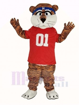 Tigers in Red T-shirt Mascot Costume