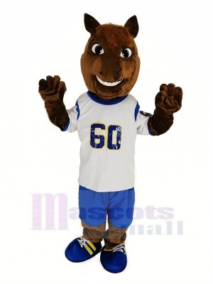 Brown Horse Race with Sport Shirt Mascot Costume