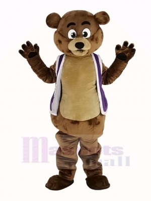 Bob Bear in Purple Vest Mascot Costume Animal