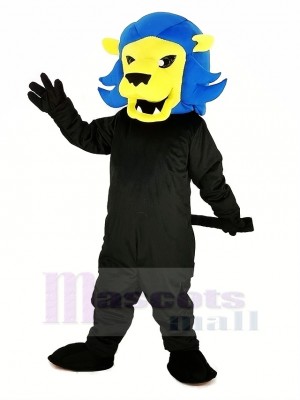 Fierce Blue Lion Mascot Costume Cartoon	