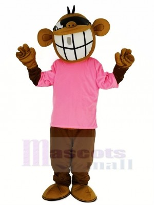 Cool Funny Monkey with Pink T-shirt Mascot Costume Animal