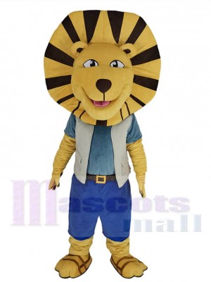 Folly Lion Mascot Costume Animal in Off White Vest