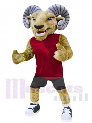 Burgandy T-shirt Ram Mascot Costume For Adults Mascot Heads