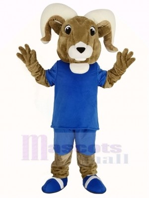 Sport Ram with Blue T-shirt Mascot Costume Adult