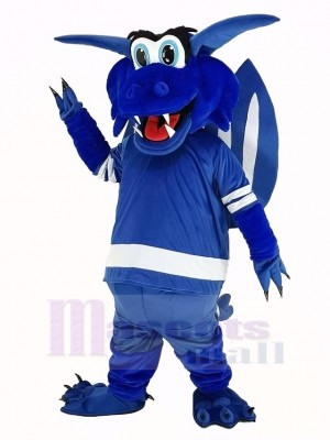 Happy Blue Dragon with Wings Mascot Costume Animal