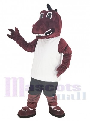 Red Dragon Athlete in White T-shirt Mascot Costume