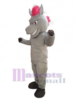 Power Gray Horse with Red Hair Mascot Costume