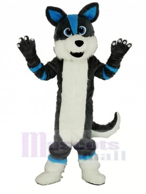 Cute Gray and Blue Husky Dog Fursuit Mascot Costume Cartoon
