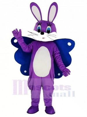 Butterfly Easter Purple Bunny Mascot Costume Cartoon	