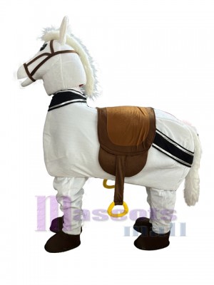 White New 2 Person Horse Mascot Costume Animal