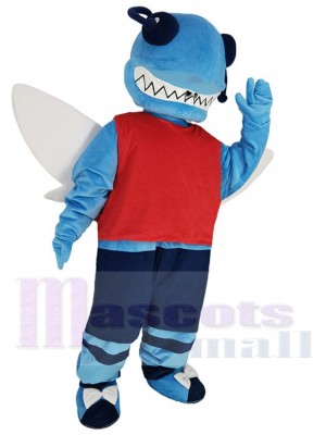 Blue Hornet Mascot Costume in Dark Blue Shorts Animal