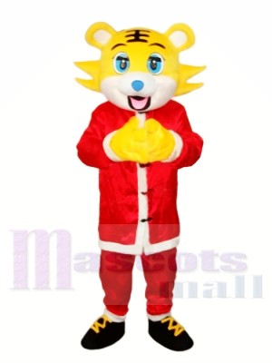 Yellow face Christmas Tiger Mascot Adult Costume Free Shipping 