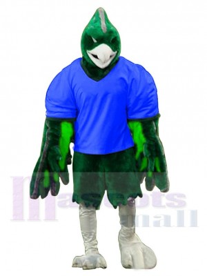 Royal Blue T-shirt Green Phoenix Mascot Costume Animal