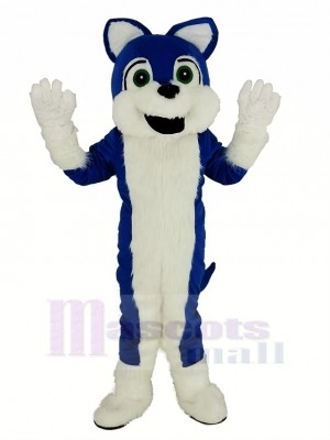 Blue and White Furry Husky Dog Mascot Costume Animal