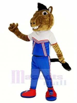 Smiling Sports Mustang Horse Mascot Costume Animal	