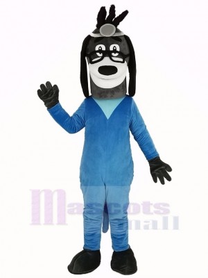 Doctor Hound Dog in Blue Coat Mascot Costume Animal