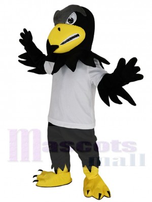 Fierce Falcon Eagle in White T-shirt Mascot Costume