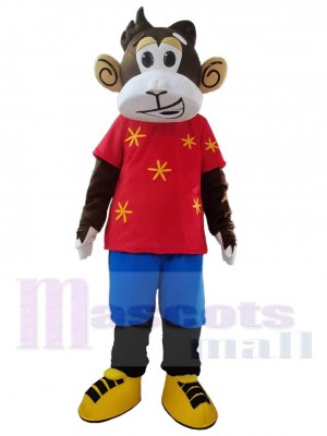 Funny Red T-shirt Monkey Mascot Costume Animal