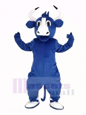 Happy Blue Bull Mascot Costume