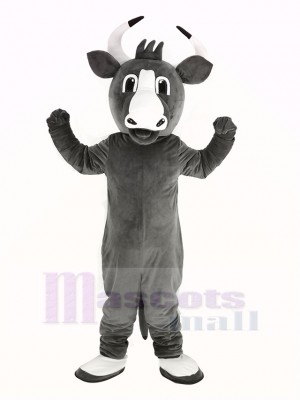 Happy Grey Bull Mascot Costume