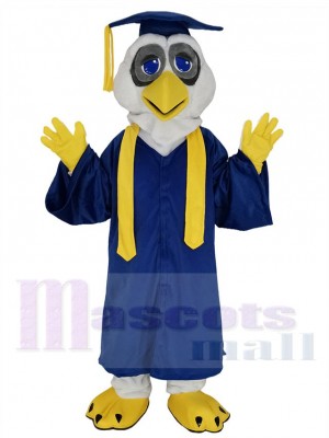 Professor Owl Mascot Costume Animal in Royal Blue Bachelor Gown