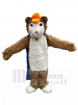 Furry Hamster with Orange Hat Mascot Costumes Cartoon