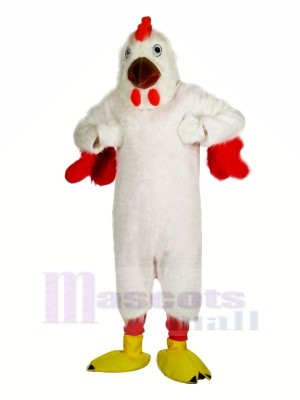 Strong White Chicken Mascot Costumes Cartoon