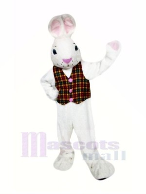 White Easter Bunny with Vest Mascot Costumes Cartoon