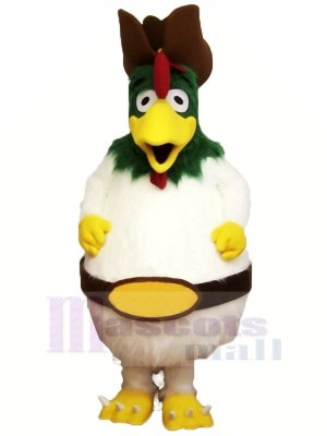 White Furry Rooster Mascot Costumes Cartoon