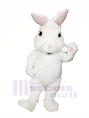 White Fuzzy Bunny Mascot Costumes Cartoon