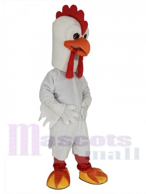 Miserable White Rooster Chicken Mascot Costume