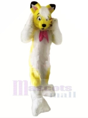 Yellow Furry Husky Dog Mascot Costumes Cartoon	