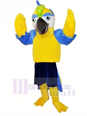 Yellow Parrot with Blue Eyebrows Mascot Costumes Cartoon