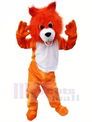 Friendly Orange Wolf Mascot Costumes Cartoon