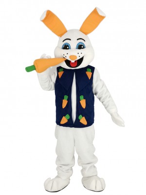 Easter Bunny Rabbit with Carrot Mascot Costume