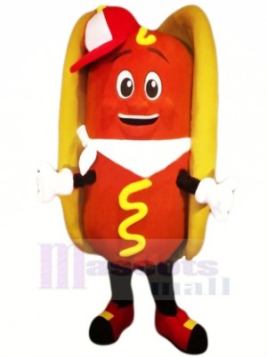 Happy Hot Dog Mascot Costume Cartoon