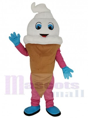 Cute White Ice Cream Mascot Costume Cartoon