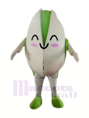 Smiling Pistachio Mascot Costume Cartoon